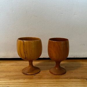 Vintage Wooden Goblets Set